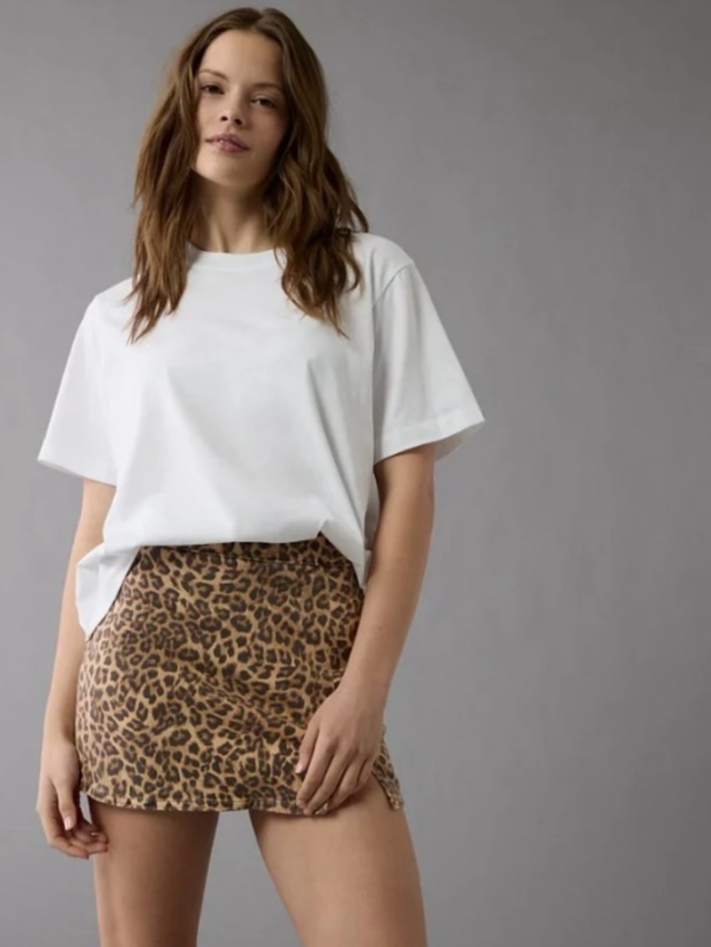 NWT American Eagle Leopard Print Skort Size 8 Mini Stretch Animal Print - Picture 1 of 7